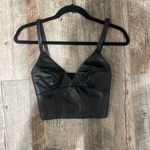 Black leather cropped top